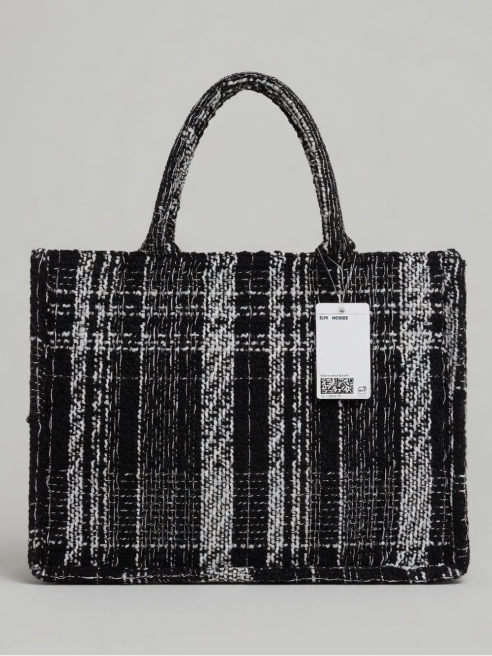 NWT H&M Black and White Tweed Top-Handle Shoulder Bag and Mini purse set